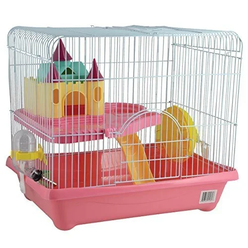 Animal Treasures Small Animal Castle Cage – Pink