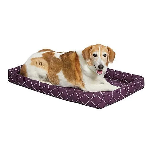 Midwest Homes Quite Time Rectangular Ashton Bolster Dog Bed or Crate Mat – Plum – L:48 X W:30 X H:3.8 Inch
