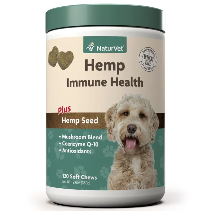 Naturvet Hemp Immune Health Plus Hemp Seed Soft Chew Dog Supplements – 120 ct Jar